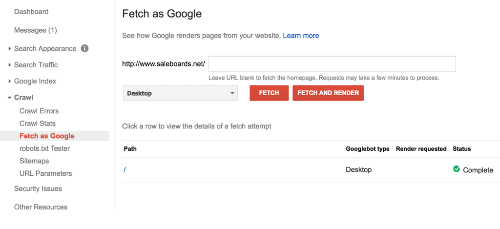 Google fetch for SEO