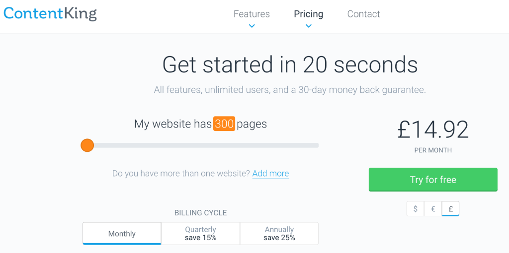 ContentKing Pricing